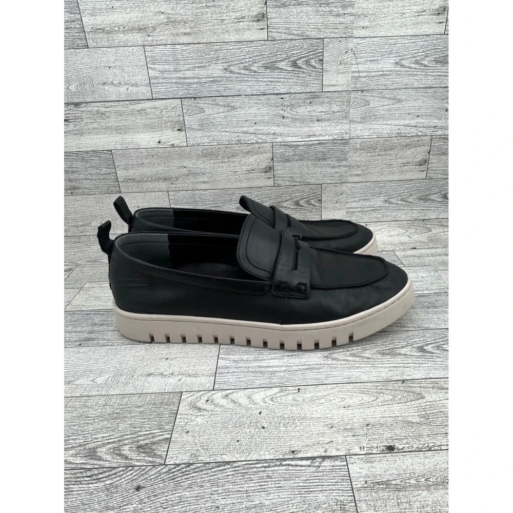 Vionic Uptown Black Leather Penny Loafer Lug Sole Platform‎ Sneakers Women Sz 10